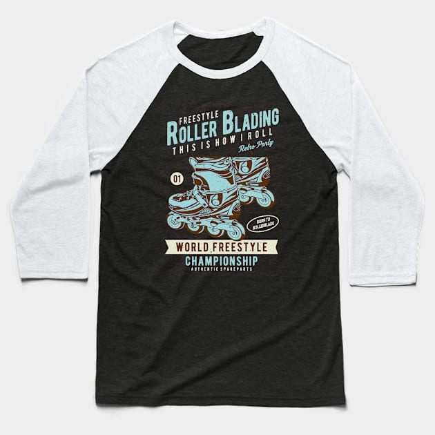 Freestyle Roller Blading Cool Baseball T-Shirt by Hariolf´s Mega Store